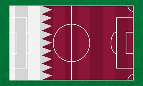 Premium Vector Soccer Field With Qatar Flag Inside
