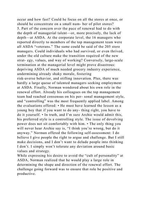 THE ASDA WAY OF WORKING ASDA, The grocery store chain that Archi.docx