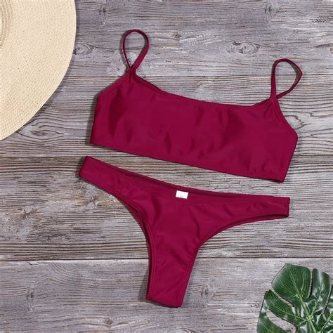 Αγορά Κολύμπι Lefeel 2019 Sexy Bikini Set Women Swimsuit Solid Bikini