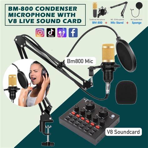 Ship From Selangor Professional Bm800 With V8 Condenser Microphone