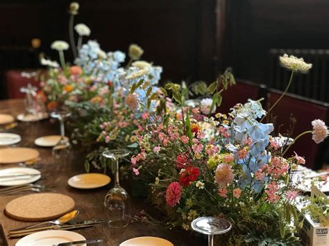 Wild Meadow Table Runner Centrepiece Stationers Hall Wedding Table