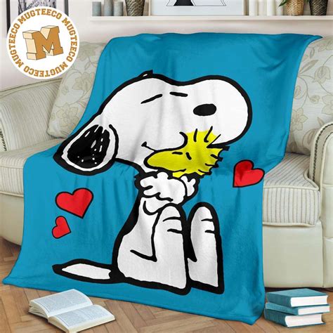 Snoopy And Woodstock Blue Fleece Blanket T For Fan Mugteeco