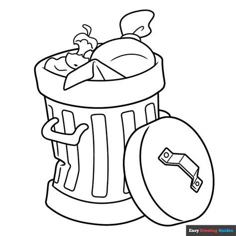 Trash Can Coloring Page | Easy Drawing Guides