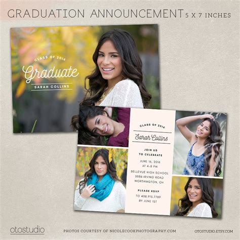 Senior Graduation Announcement Template For Photographers Psd Etsy