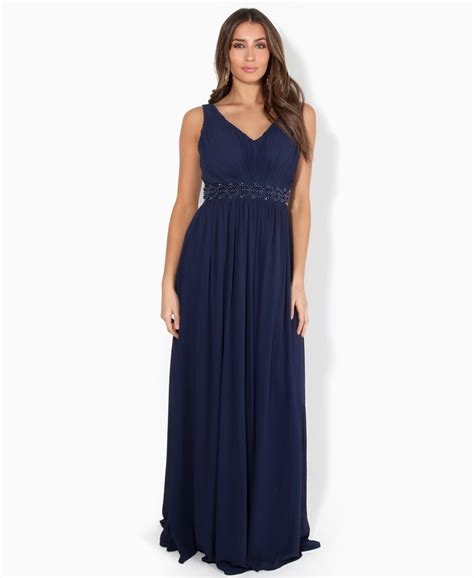 Dress Beaded V Neck Empire Line Maxi Dress Krisp