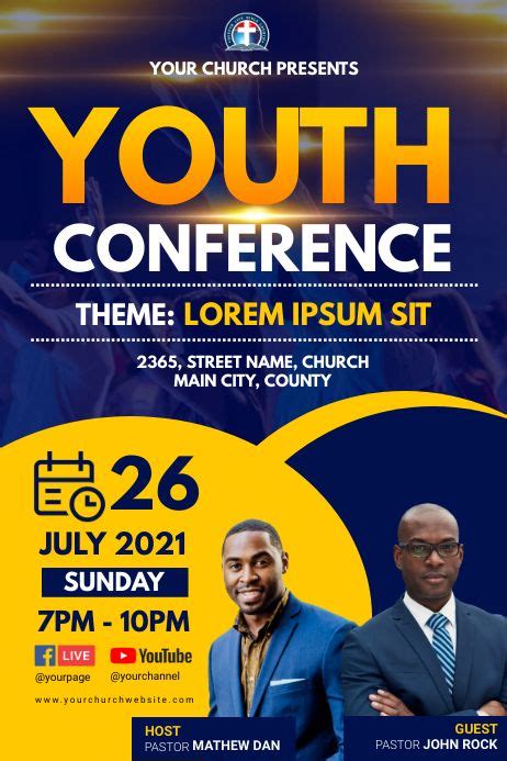 The Youth Conference Flyer With Two Men In Suits