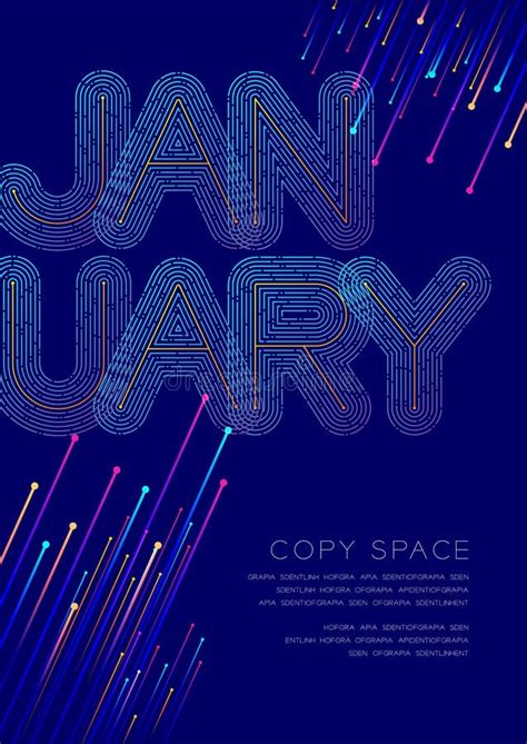 January Month Big Text Dot And Dash Line Pattern Layer Overlay Design