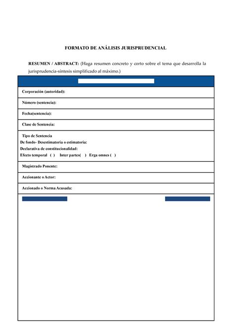 Modelo De Ficha Tecnica Estudio Jurisprudencia Formato De An Lisis