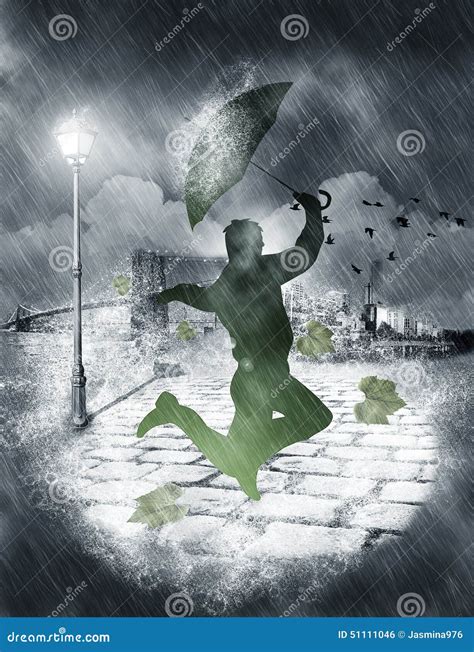 Danse D Homme Sous La Forte Pluie Illustration Stock Illustration Du