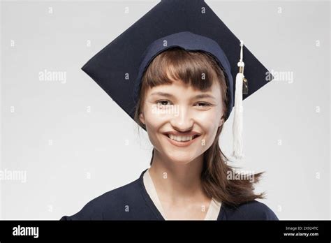 Graduation Student Portrait Isolated On White Background Happy Smiling