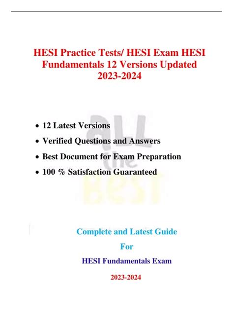 Hesi Practice Tests Hesi Exam Hesi Fundamentals 12 Versions Updated Hesi Fundamentals Stuvia Us