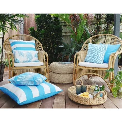 Byron Striped Waterproof Yellow Large Outdoor Cushion Cover 55cm X 55cm