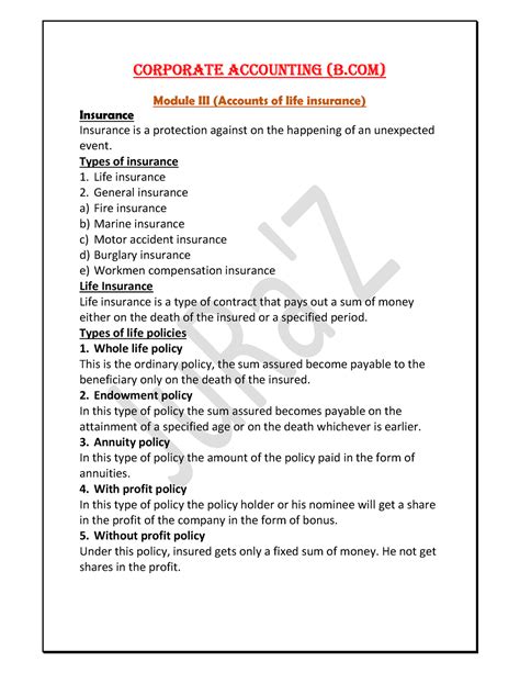 Corporate Accounting Bcom Module Iii Corporate Accounting B