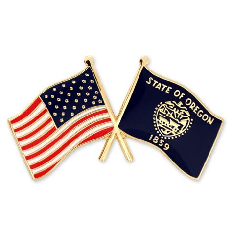 PinMart S Oregon And USA Crossed Friendship Flag Enamel Lapel Pin