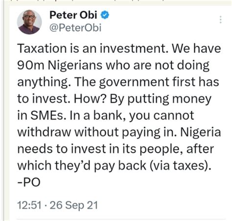 When Nsa Office Turns Tax Collector Peter Obi Criticizes