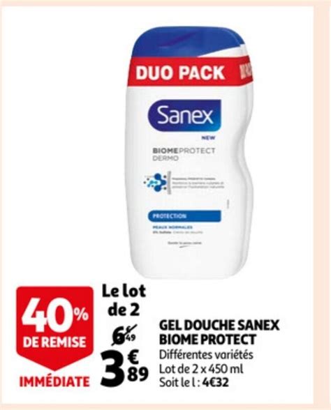 Promo Gel Douche Sanex Biome Protect Chez Auchan