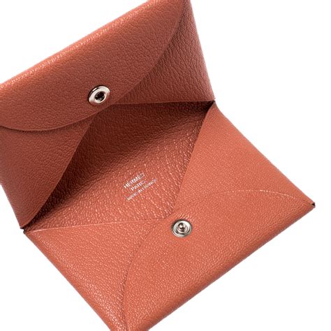 Hermes Chevre Mysore Rose Tea Leather Calvi Card Holder Hermes | TLC