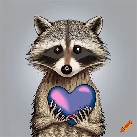 Cute Raccoon Holding A Heart On White Background On Craiyon