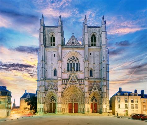 Nantes Cathedral at Night, France Stock Image - Image of night, sunrise ...