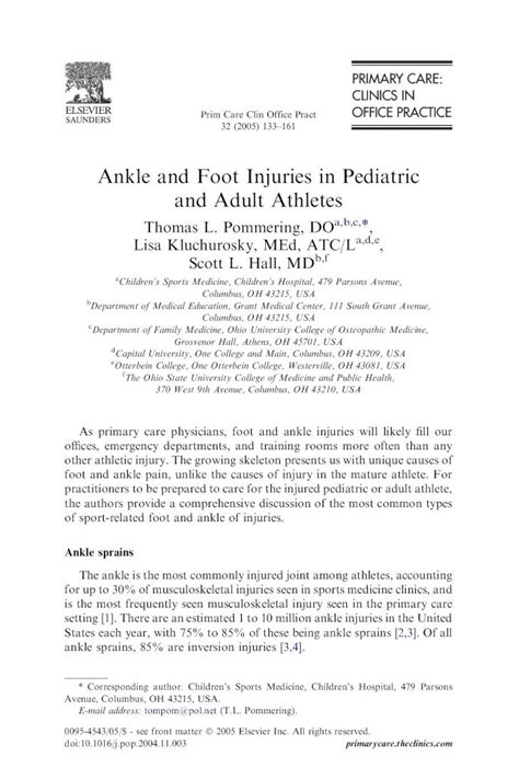 Pdf Ankle And Foot Injuries In Pediatric And Adult Athleteshmshealth