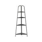 Gymax Industrial Ladder Shelf 4 Tier Black Wood Leaning Wall Bookcase