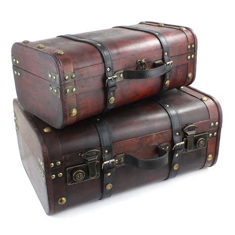 Set Of Wooden Treasure Chests Vintage Style Suitcase Best Of