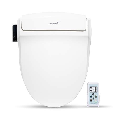 Smartbidet Plastic White Round Soft Close Heated Bidet Toilet Seat In