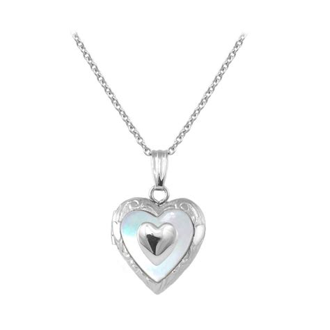 Children Gold Or Silver Mother Of Pearl Heart Locket Necklace For Girl