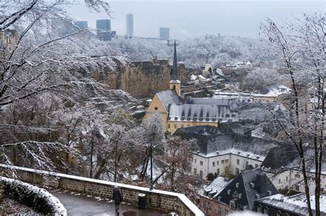 Luxembourg city covered in snow in winter – Stock Images Luxembourg