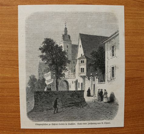 Ansichtskarten Design Kunst Wood Engraving Colditz Entrance Gate