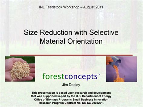 Forest Concepts Crumbles Precision Feedstock Manufacturing Process