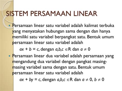 PPT SISTEM PERSAMAAN LINEAR DUA VARIABEL SPLDV PowerPoint