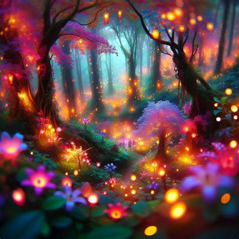 Enchanting Mystical Forest with Glowing Flowers | AI Art Generator ...