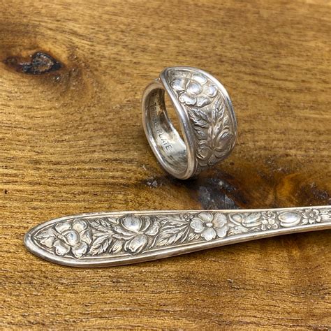 Sizable Spoon Ring Spoonring Met Rose Vintage Antique Silverplate