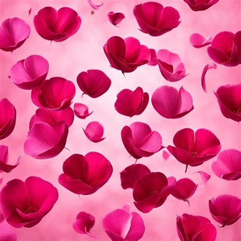 Premium Photo Flying Pink Rose Petals Against A Pink Background