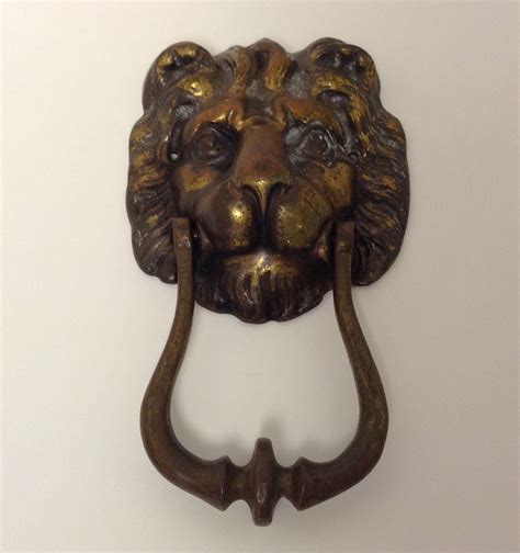 Vintage English Lion Head Door Knocker Figurative Brass