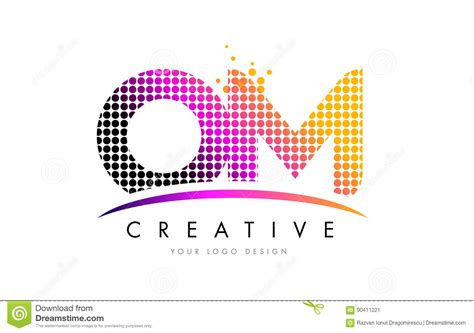 Om O M Letter Logo Design Mit Magentaroten Punkten Und Swoosh Vektor