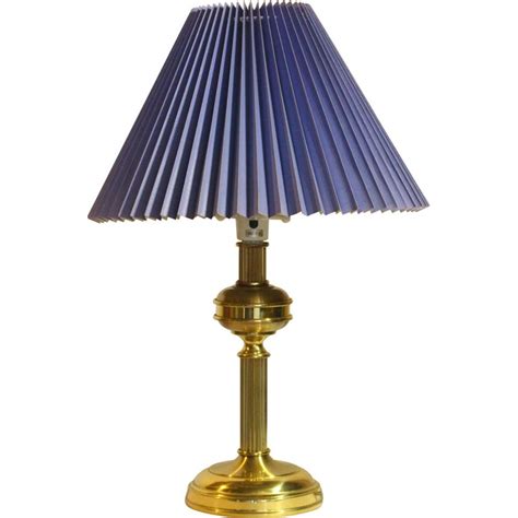 Lampe De Table Danoise Vintage En Laiton Avec Abat Jour Bleu