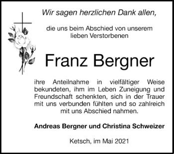 Traueranzeigen Von Franz Bergner Trauerportal Ihrer Tageszeitung