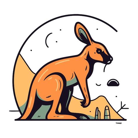 Premium Vector Kangaroo In The Desert Vector Illustration In Cartoon