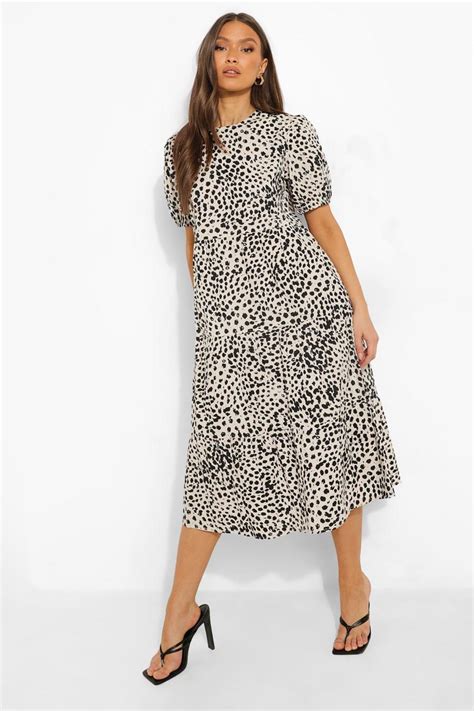 Leopard Print Midi Smock Dress Boohoo