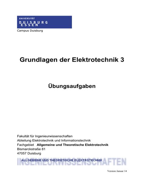 Grundlagen Der Elektrotechnik Bungsaufgaben