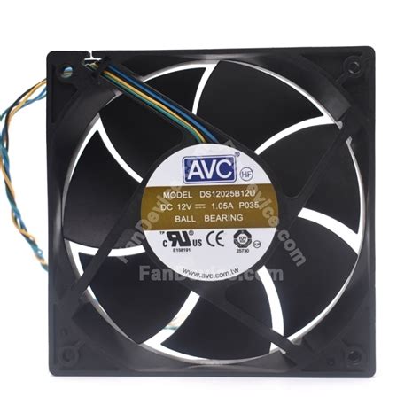 AVC DS12025B12U DC 12V 1.05A 2 Wires / 3 Wires / 4 Wires Axial Cooling ...