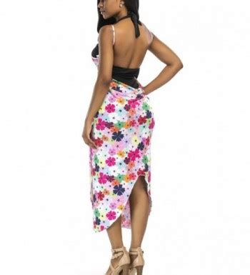 Women S Print Spaghetti Strap Backless Beach Dress Casual Bikini Cover Up Wrap Colorfulflower