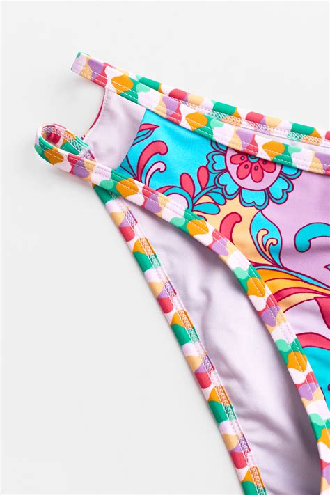 Boho Wavy Striped Strappy V Neck Top Cutout Bikini Set