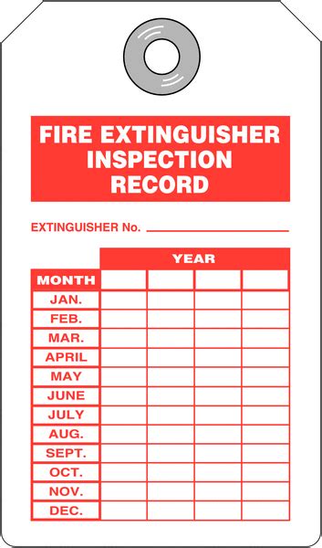 Top Quality Monthly Fire Extinguisher Inspection Record Tag Monthly