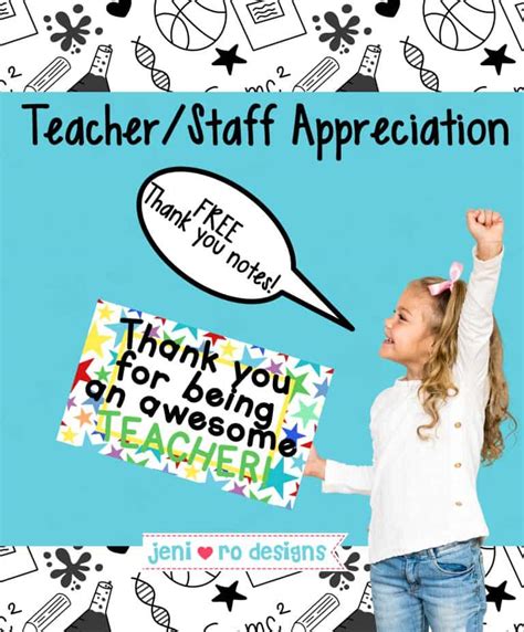 Teacher/Staff Appreciation Thank you notes! FREEbie! • jeni ro designs