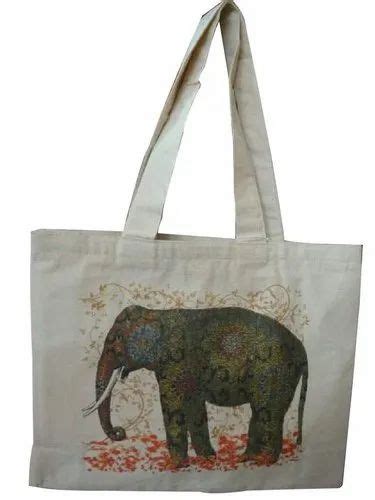 Loop Handle Printed Cotton Grocery Shopping Bag Kg Size Dimension