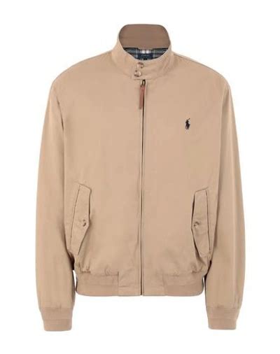 Polo Ralph Lauren Baracuda Player Logo Cotton Harrington Jacket In Tan Brown In Luxury Tan