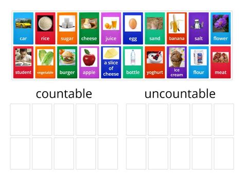 Countable and uncountable nouns Sortowanie według grup